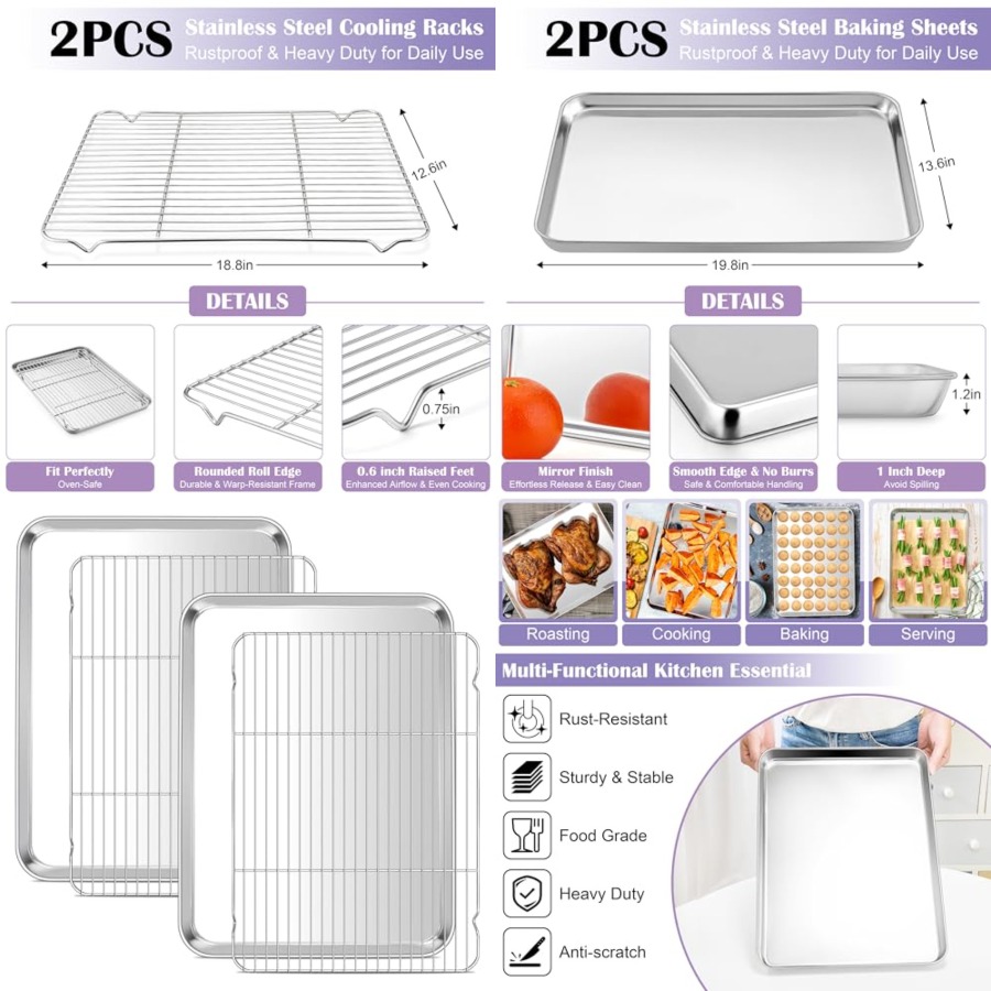 Cooling Rack Wire - Large Baking Sheet with Wire Rack