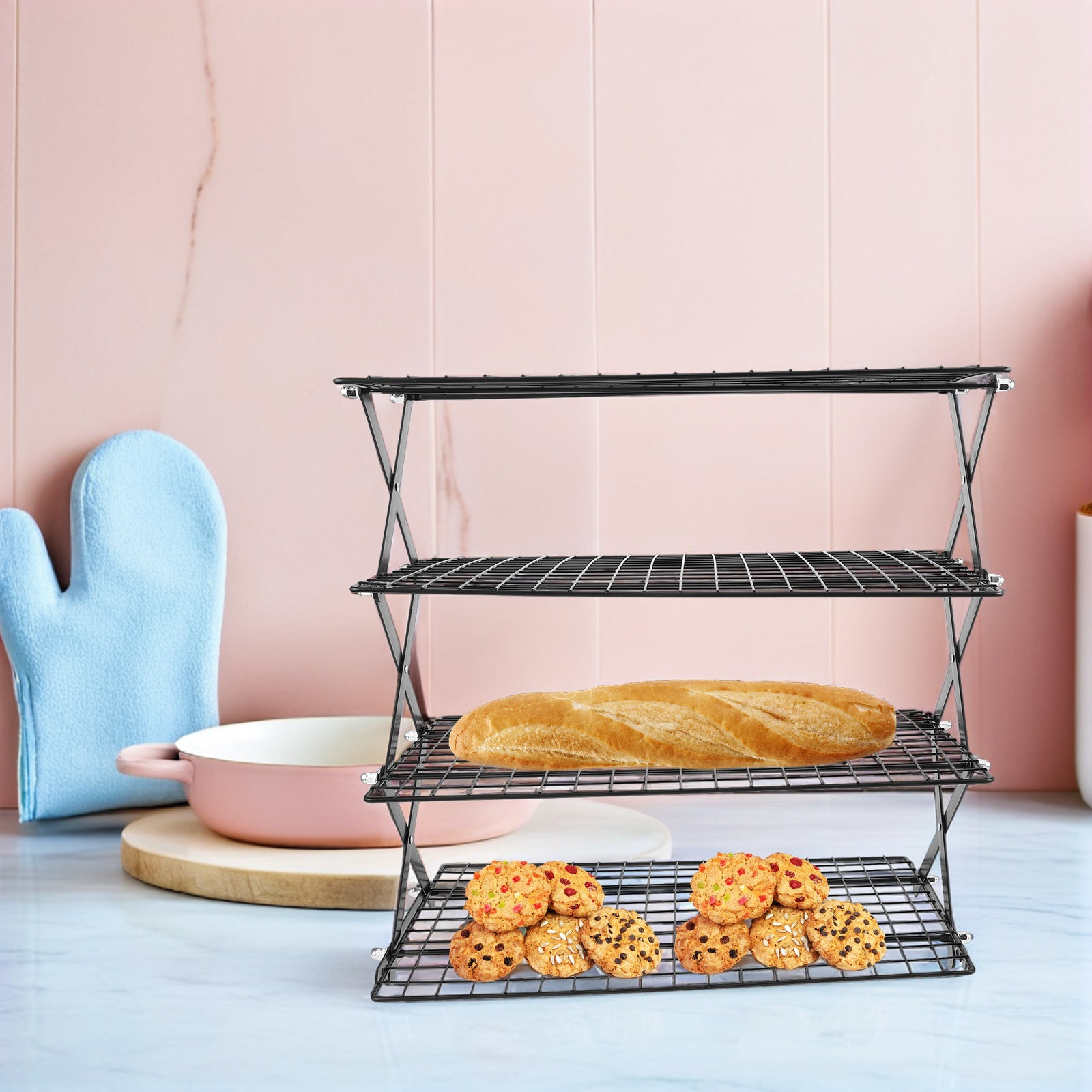 3Set 4 Tier Stackable Folding  – Cooling Rack Wire recenzja i cena