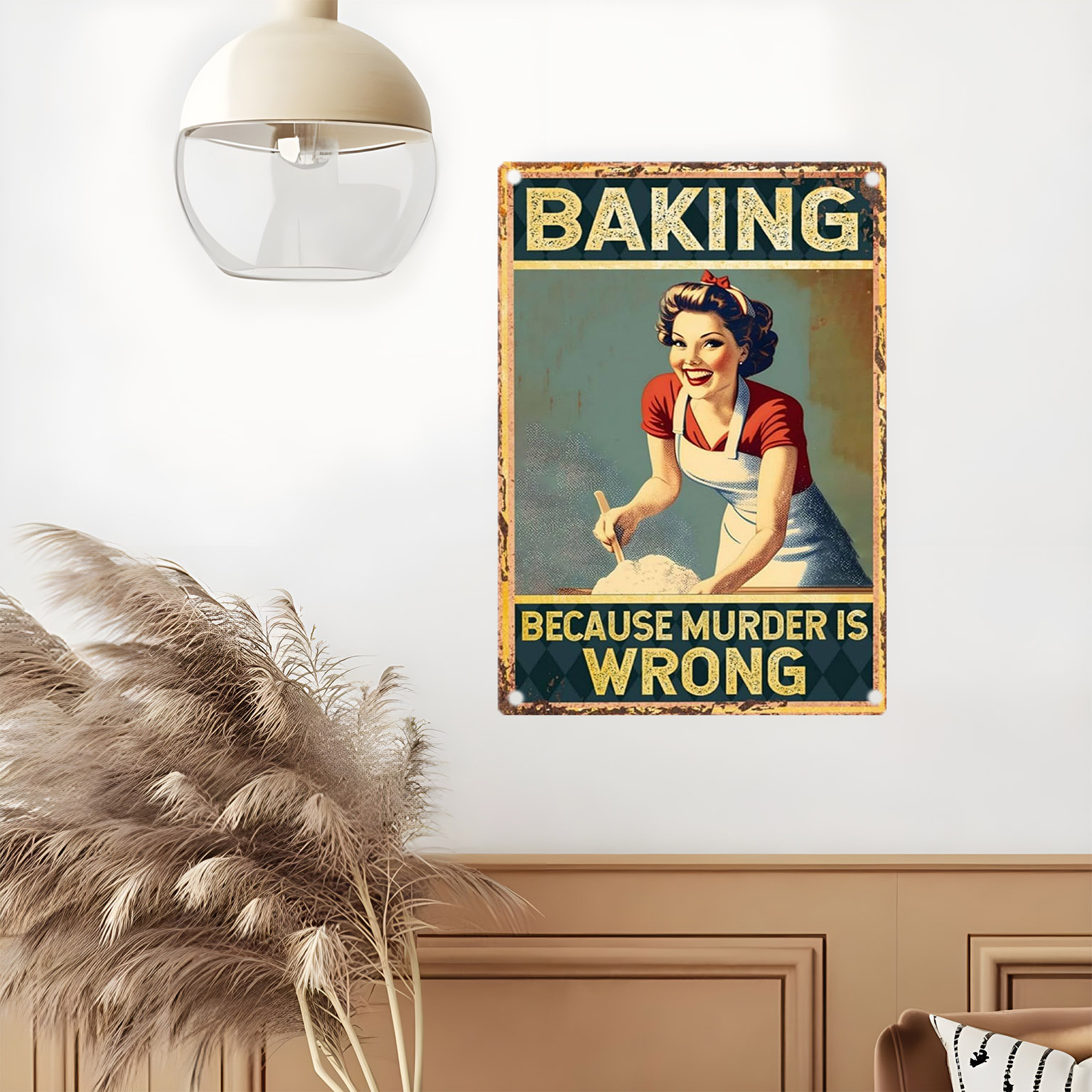 Vintage Funny Baking Quote Met – Kitchen Baking Quotes recenzja i cena
